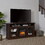 Modern TV Stand TV Media Stand Modern Entertainment Console with 18" Fireplace Insert for TV Up to 65" with Open and Closed Storage Space, Brown, 60"W*15.75"D*29"H W2275S00008