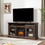 Modern TV Stand TV Media Stand Modern Entertainment Console with 18" Fireplace Insert for TV Up to 65" with Open and Closed Storage Space, Brown, 60"W*15.75"D*29"H W2275S00008