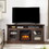 Modern TV Stand TV Media Stand Modern Entertainment Console with 18" Fireplace Insert for TV Up to 65" with Open and Closed Storage Space, Brown, 60"W*15.75"D*29"H W2275S00008