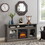 Modern TV Media Stand Modern Entertainment Console with 18" Fireplace Insert for TV Up to 65" with Open and Closed Storage Space, Dark Walnut/Black, 60"W*15.75"D*29"H W2275S00010