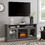 Modern TV Media Stand Modern Entertainment Console with 18" Fireplace Insert for TV Up to 65" with Open and Closed Storage Space, Dark Walnut/Black, 60"W*15.75"D*29"H W2275S00010