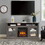 Modern TV Media Stand Modern Entertainment Console with 18" Fireplace Insert for TV Up to 65" with Open and Closed Storage Space, Dark Walnut/Black, 60"W*15.75"D*29"H W2275S00010