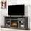 Modern TV Media Stand Modern Entertainment Console with 18" Fireplace Insert for TV Up to 65" with Open and Closed Storage Space, Dark Walnut/Black, 60"W*15.75"D*29"H W2275S00010