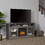 Modern TV Media Stand Modern Entertainment Console with 18" Fireplace Insert for TV Up to 65" with Open and Closed Storage Space, Dark Walnut/Black, 60"W*15.75"D*29"H W2275S00010