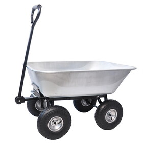 Folding car Poly Garden dump truck with steel frame, 10 inches. Pneumatic tire, 300 lb capacity body 55L silver W22783095