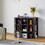 Corner Cabinet, Wooden Corner Storage Cabinet with USB and Outlets, Corner Cube Toy Storage Board Game Storage Cabinet for Bedroom, Living Room, Playroom, Home Office (Black) W2279P145710