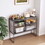 Retro Style Fluted Glass Sideboard Storage Cabinet Simple Modern Console Table Detachable Wide Shelves Enclosed Dust-Free Storage Bottom Space for Living Room Bathroom Dining Room, Gray W2279P151615