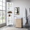 White Tall Corner Cabinet with Glass Doors & Led, 70.86" Tall Bathroom Storage Cabinet with 4 Doors and 6 Shelves, Linen Tower Corner Storage Cabinet for Pantry,Kitchen,Hutch