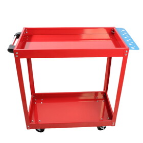 Tool Cart on Wheels, Heavy Duty Steel Utility Cart w/Lockable Wheels, 450 LBS Capacity Industrial Service Cart for Garage, Warehouse, Workshop (Two-layer Bright Red)