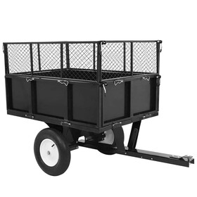 Heavy Duty Lawn Mower Trailer Steel Dump Truck, 661.4 lbs Load, Garden Utility Trailer with Removable Sidewalls for Transporting Soil, Peat, Building Materials W227S00001