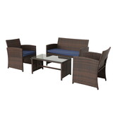 4 Pieces Outdoor Furniture Set PE Wicker Ratten Chairs Set Conversation Set Balcony Furniture with Cushion and Table for Backyard, Garden, Porch and Poolside W2281P178442