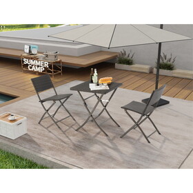 Rattan Patio Bistro Set, 3 Piece Foldable Outdoor Patio Furniture Sets, with Folding Table and Two Chairs, for Garden, Backyard, Pool, Lawn, Porch, Balcony, All Weather Rattan Style W2281P183675