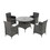 5 Piece Outdoor Dining Set All-Weather Wicker Patio Dining Table and Chairs with Cushions, Round Tempered Glass Tabletop with Umbrella Cutout for Patio Backyard Porch Garden Poolside W2281S00006