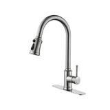 Single Handle High Arc Pull Out Kitchen Faucet,Single Level Stainless Steel Kitchen Sink Faucets with Pull Down Sprayer W2287141939