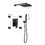 Shower System, 10-inch Matte Black Full Body Shower System with Body Jets, Square Rainfall Shower Head, Handheld Shower, and 3 Functions Pressure Balance Shower Valve, Bathroom Luxury Faucet Set.