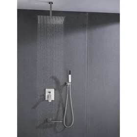 Ceiling Mounted Shower System Combo Set with Handheld and 16"Shower head W2287P182592