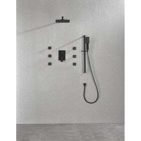 Wall mounted shower system with 6 body sprays and hand shower W2287P182840