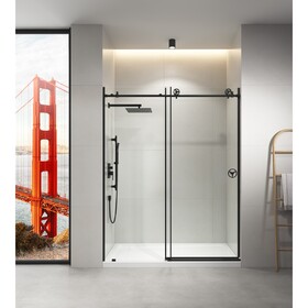 60" W x 76" H Sliding Frameless Shower Door in Matte Black with Clear Glass W2287P342057