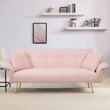 70-inch teddy fleece sofabed, convertible futon sofabed with adjustable arms and backrest, modern love sofa for living room and bedroom. W2290P147461