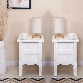 2 pcs of Nightstand Drawer Organizer Storage Cabinet Bedside Table Bedroom Furniture Woode Nordic White Bedside Table Solid Wood(White) W2296P145234