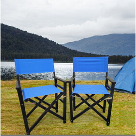 Folding Chair Wooden Director Chair Canvas Folding Chair Folding Chair 2pcs/set populus + Canvas (Color : Blue) W2297P143102
