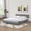 Faux Leather Upholstered Platform Bed Frame, Curve Design, Wood Slat Support, No Box Spring Needed, Easy assemble, Queen Size, Gray W2297P195398