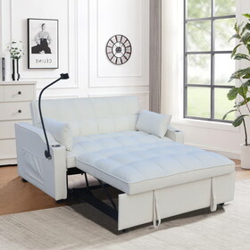 Modern Velvet Loveseat Futon Sofa Couch w/Pullout Bed,Small Love Seat Lounge Sofa with adjustable Reclining Backrest,Toss Pillows, Pockets,Furniture for Living Room,3 in 1 Convertible Sleeper Sofa Bed