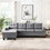 Sectional Sofa Set for Living Room with L Shape Chaise Lounge,cup holder and Left Hand with Storage Chaise Modern 4 Seat (Grey) W2297S00011