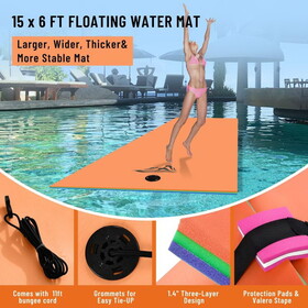 Unovivy Floating Water Mat, 10' X 6' Lily Pad Floating Mat, 3-Layer Foam Water Floating Pad for Water Recreation and Relaxing, Thick and Durable Water Activities Mat for Lake, Oceans W2320P147934