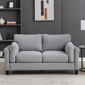68.5" Modern Style Button Tufted Linen Upholstered Loveseat Sofa, Two Seat Sofa Couch, Living Room Sofa for Home or Office, Gray P-W2325P173113