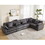 Modular Sectional Sofa Couches Set,Corduroy Upholstered Deep Seat Comfy Sofa for Living Room 5 Seat,Dark Gray W2325S00018
