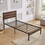 Twin Size Bed Frame with Wood Headboard, Metal Frame with Strong Slats, Noise Free,No Box Spring Needed-Brown W2336P167500