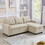 Upholstered Pull Out Sectional Sofa with Storage Chaise, Convertible Corner Couch, Beige W2336S00014