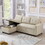 Upholstered Pull Out Sectional Sofa with Storage Chaise, Convertible Corner Couch, Beige W2336S00014