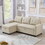 Upholstered Pull Out Sectional Sofa with Storage Chaise, Convertible Corner Couch, Beige W2336S00014