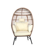 Outdoor Garden Wicker Egg Chair and Footstool Patio Chaise, with Cushions, Outdoor Indoor Basket Chair W2337P151815