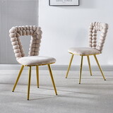 Modern chair(set of 2) with iron tube legs, soft cushions and comfortable backrest, suitable for dining room, living room, cafe,hairball back W234P154833