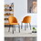 orange Modern chair(set of 2) with iron tube legs, soft cushions and comfortable backrest, suitable for dining room, living room, cafe,hairball back
