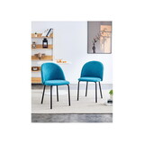 Blue Modern chair(set of 2) with iron tube legs, soft cushions and comfortable backrest, suitable for dining room, living room, cafe