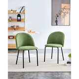 Green Modern chair(set of 2) with iron tube legs, soft cushions and comfortable backrest, suitable for dining room, living room, cafe,hairball back