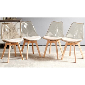 WOOD leg and transparent YELLOW back chair,set of 4,dining chair,coffee chair