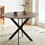 42.1"BLACK AND WOOD COLOR Table Mid-century Dining Table for 4-6 people with Round MDF Table Top, Pedestal Dining Table, End Table Leisure Coffee Table,cross leg W234P185625