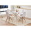 1+4,5pieces dining set,42.1"WHITE Table cross leg Mid-century Dining Table for 4-6 people with Round MDF Table Top, Pedestal Dining Table, End Table Leisure Coffee Table W234S00056