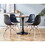 1+4,5pieces dining set,31.5"black Table metal leg Mid-century Dining Table for 4-6 people with MDF Table Top, Pedestal Dining Table, End Table Leisure Coffee Table W234S00059