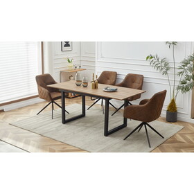 1+4,5pieces dining set,extensible Table metal leg Mid-century Dining Table for 4-6 people with MDF Table Top, Pedestal Dining Table, End Table Leisure Coffee Table W234137446