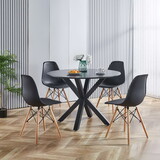 1+4,5pieces dining set, Table metal leg Mid-century Dining Table for 4-6 people with MDF Table Top, Pedestal Dining Table, End Table Leisure Coffee Table W234S00062