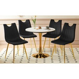 1+4,5pieces dining set, Table metal leg Mid-century Dining Table for 4-6 people with MDF Table Top, Pedestal Dining Table, End Table Leisure Coffee Table W234S00069