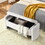 Oval Ottoman Storage Bench Chenille Fabric Bench with Large Storage Space for the Living Room, Entryway and Bedroom,Cream white W2353P153125