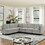 110.2"*78.7" Linen Modular Sectional Sofa,U Shaped Couch with Adjustable Armrests and Backrests,6 Seat Reversible Sofa Bed with Storage Seats for Living Room, Apartment,Grey white Color W2353S00001