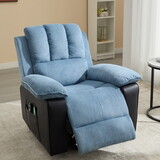 Recliner chair with Heat and Vibrating Massage, Comfy Padded Overstuffed Soft Fabric Heated Recliner (Blue and Black) P-W2358P181583